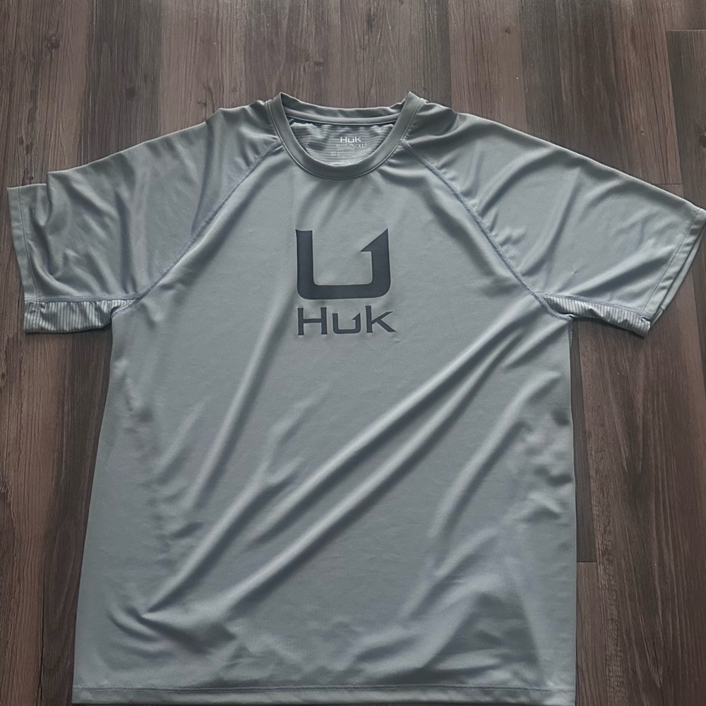 Huk Gray Performance Tee with Center Logo